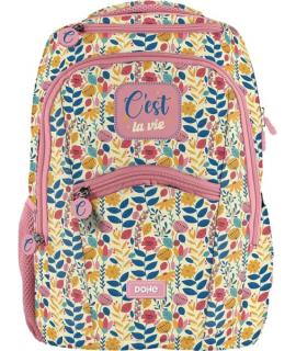 Dohe C`est la Vie Mochila Escolar - Compartimento Principal con Bolsillo Acolchado - Bolsillos Laterales para Bebidas - Espalda 