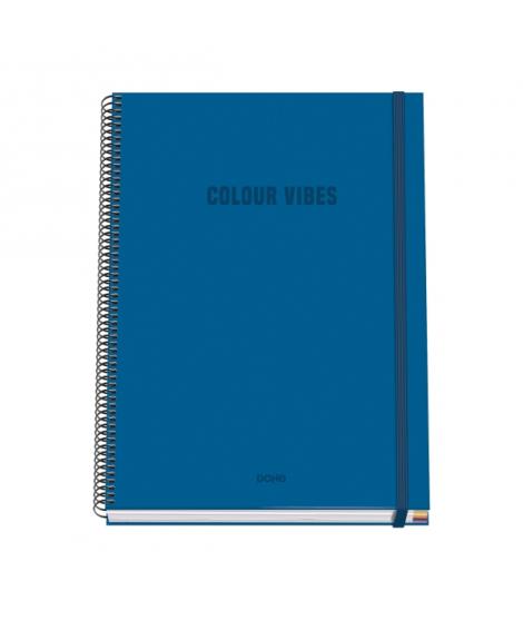 Dohe Colour Vives Cuaderno Espiral A4 100 Hojas Microperforadas Cuadricula 5mm - Tapa Dura Carton Forrado - Cierre de Goma - Ban
