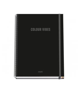 Dohe Colour Vives Cuaderno Espiral A4 100 Hojas Microperforadas Cuadricula 5mm - Tapa Dura Carton Forrado - Cierre de Goma - Ban