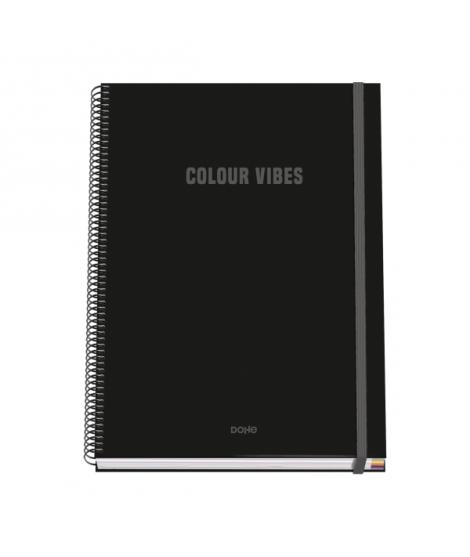 Dohe Colour Vives Cuaderno Espiral A4 100 Hojas Microperforadas Cuadricula 5mm - Tapa Dura Carton Forrado - Cierre de Goma - Ban