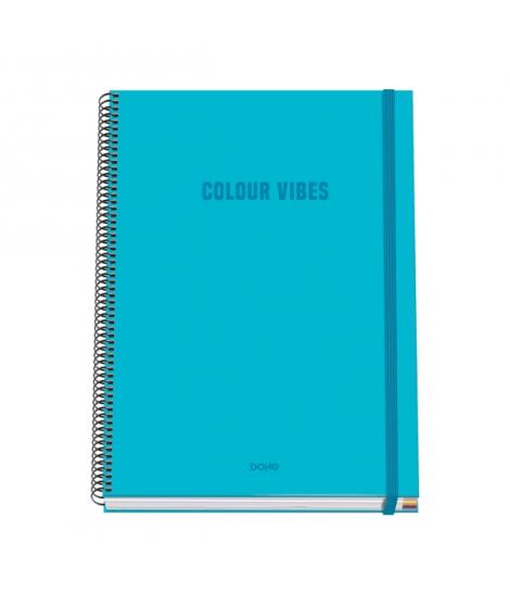 Dohe Colour Vives Cuaderno Espiral A4 100 Hojas Microperforadas Cuadricula 5mm - Tapa Dura Carton Forrado - Cierre de Goma - Ban