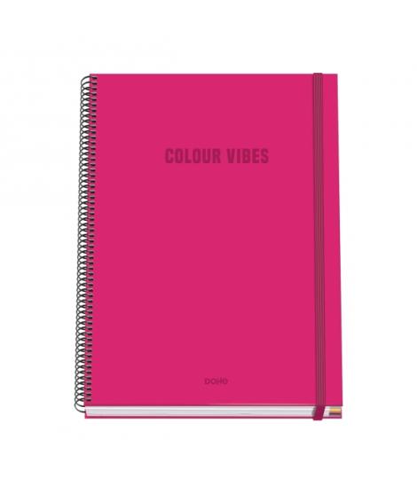 Dohe Colour Vives Cuaderno Espiral A4 100 Hojas Microperforadas Cuadricula 5mm - Tapa Dura Carton Forrado - Cierre de Goma - Ban