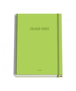 Dohe Colour Vives Cuaderno Espiral A4 100 Hojas Microperforadas Cuadricula 5mm - Tapa Dura Carton Forrado - Cierre de Goma - Ban