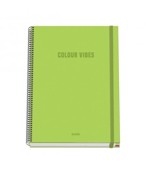 Dohe Colour Vives Cuaderno Espiral A4 100 Hojas Microperforadas Cuadricula 5mm - Tapa Dura Carton Forrado - Cierre de Goma - Ban