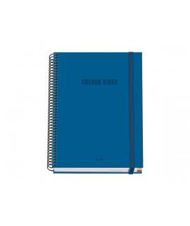 Dohe Colour Vives Cuaderno Espiral A5 100 Hojas Cuadricula 5mm - Tapa Dura Impresa a todo Color y Plastificada en Brillo - Banda