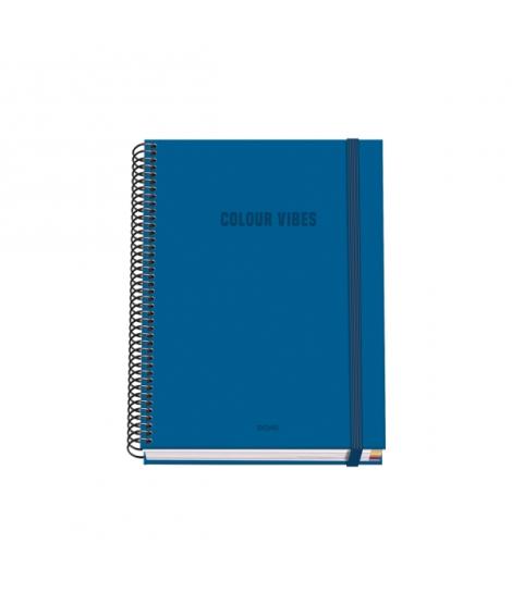 Dohe Colour Vives Cuaderno Espiral A5 100 Hojas Cuadricula 5mm - Tapa Dura Impresa a todo Color y Plastificada en Brillo - Banda