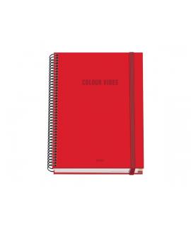 Dohe Colour Vives Cuaderno Espiral A5 100 Hojas Cuadricula 5mm - Tapa Dura Impresa a todo Color y Plastificada en Brillo - Banda