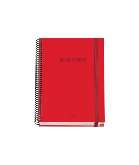 Dohe Colour Vives Cuaderno Espiral A5 100 Hojas Cuadricula 5mm - Tapa Dura Impresa a todo Color y Plastificada en Brillo - Banda