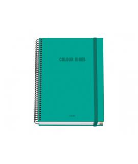 Dohe Colour Vives Cuaderno Espiral A5 100 Hojas Cuadricula 5mm - Tapa Dura Impresa a todo Color y Plastificada en Brillo - Banda