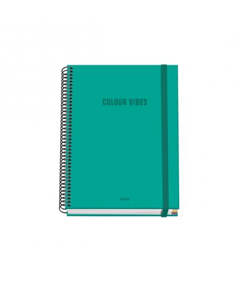 Dohe Colour Vives Cuaderno Espiral A5 100 Hojas Cuadricula 5mm - Tapa Dura Impresa a todo Color y Plastificada en Brillo - Banda