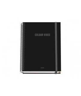 Dohe Colour Vives Cuaderno Espiral A5 100 Hojas Cuadricula 5mm - Tapa Dura Impresa a todo Color y Plastificada en Brillo - Banda