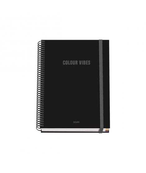 Dohe Colour Vives Cuaderno Espiral A5 100 Hojas Cuadricula 5mm - Tapa Dura Impresa a todo Color y Plastificada en Brillo - Banda