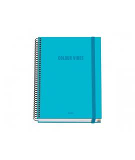 Dohe Colour Vives Cuaderno Espiral A5 100 Hojas Cuadricula 5mm - Tapa Dura Impresa a todo Color y Plastificada en Brillo - Banda