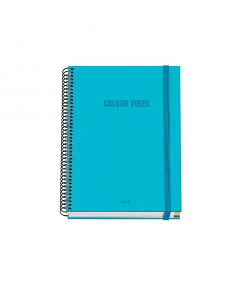 Dohe Colour Vives Cuaderno Espiral A5 100 Hojas Cuadricula 5mm - Tapa Dura Impresa a todo Color y Plastificada en Brillo - Banda