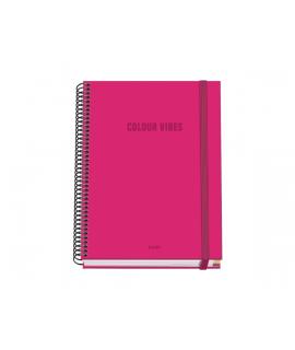 Dohe Colour Vives Cuaderno Espiral A5 100 Hojas Cuadricula 5mm - Tapa Dura Impresa a todo Color y Plastificada en Brillo - Banda