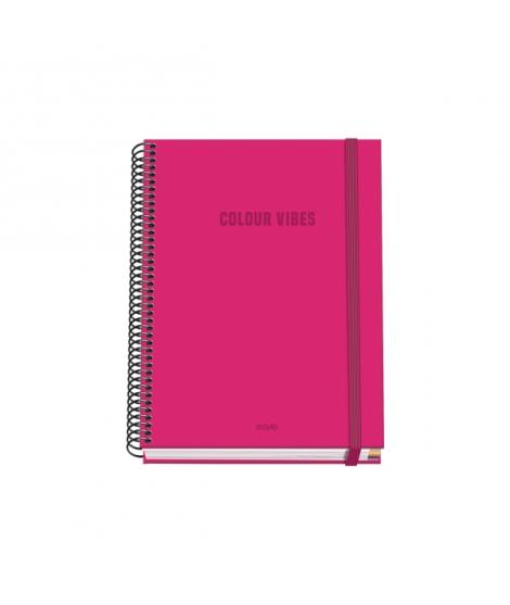 Dohe Colour Vives Cuaderno Espiral A5 100 Hojas Cuadricula 5mm - Tapa Dura Impresa a todo Color y Plastificada en Brillo - Banda