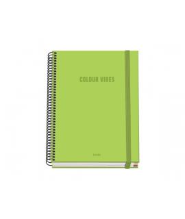 Dohe Colour Vives Cuaderno Espiral A5 100 Hojas Cuadricula 5mm - Tapa Dura Impresa a todo Color y Plastificada en Brillo - Banda