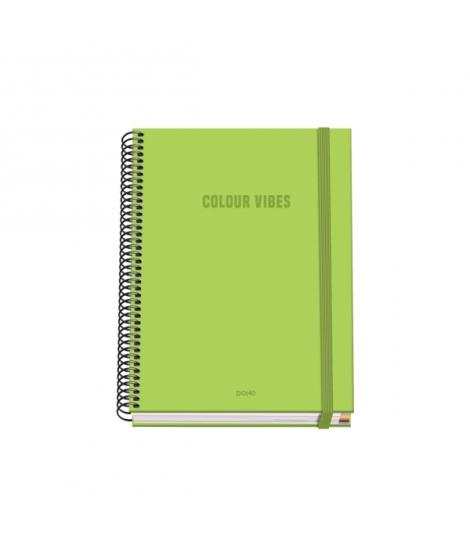 Dohe Colour Vives Cuaderno Espiral A5 100 Hojas Cuadricula 5mm - Tapa Dura Impresa a todo Color y Plastificada en Brillo - Banda