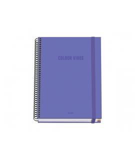 Dohe Colour Vives Cuaderno Espiral A5 100 Hojas Cuadricula 5mm - Tapa Dura Impresa a todo Color y Plastificada en Brillo - Banda
