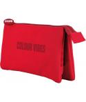 Dohe Colour Vibes Portatodo Triple - Cierre Doble con Cremallera y Tirador de Goma - Color Rojo