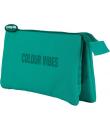 Dohe Colour Vibes Portatodo Triple - Cierre Doble con Cremallera y Tirador de Goma - Color Verde