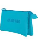 Dohe Colour Vibes Portatodo Triple - Cierre Doble con Cremallera y Tirador de Goma - Color Azul Cyan