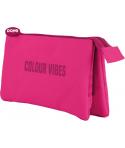 Dohe Colour Vibes Portatodo Triple - Cierre Doble con Cremallera y Tirador de Goma - Color Rosa