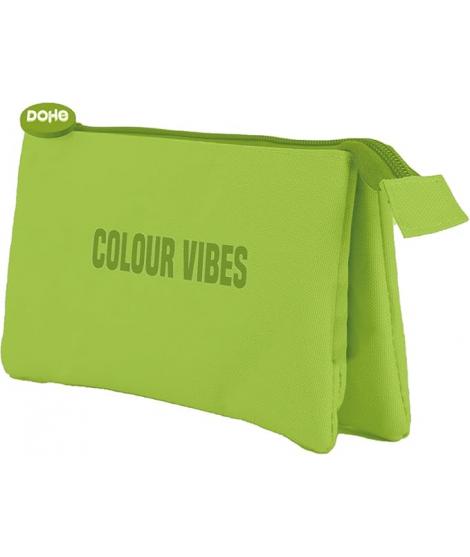 Dohe Colour Vibes Portatodo Triple - Cierre Doble con Cremallera y Tirador de Goma - Color Verde Lima
