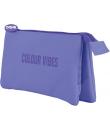 Dohe Colour Vibes Portatodo Triple - Cierre Doble con Cremallera y Tirador de Goma - Color Morado