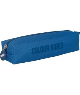 Dohe Colour Vibes Portatodo Cuadrado - Cierre con Cremallera y Tirador de Goma - Color Azul