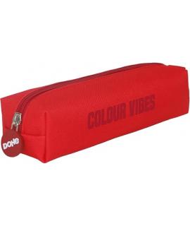 Dohe Colour Vibes Portatodo Cuadrado - Cierre con Cremallera y Tirador de Goma - Color Rojo