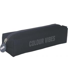 Dohe Colour Vibes Portatodo Cuadrado - Cierre con Cremallera y Tirador de Goma - Color Negro