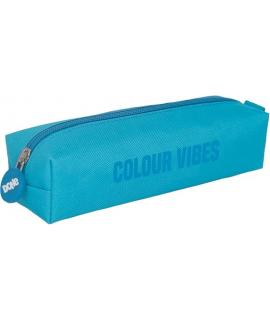 Dohe Colour Vibes Portatodo Cuadrado - Cierre con Cremallera y Tirador de Goma - Color Azul Cyan