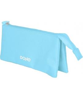 Dohe Serenity Portatodo Triple - Cierre Doble con Cremallera y Tirador de Goma - Color Azul