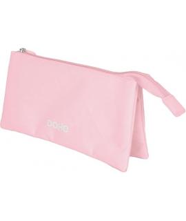 Dohe Serenity Portatodo Triple - Cierre Doble con Cremallera y Tirador de Goma - Color Rosa