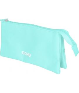 Dohe Serenity Portatodo Triple - Cierre Doble con Cremallera y Tirador de Goma - Color Verde