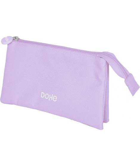 Dohe Serenity Portatodo Triple - Cierre Doble con Cremallera y Tirador de Goma - Color Morado