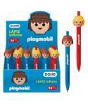 Dohe Playmobil Expositor de 24 Lapices Infinitos - Grip de Caucho - Se Borra Facilmente - Decorados con Motivos de los Muñecos P