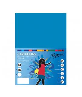 Fabrisa Pack de 25 Cartulinas 180 g/m² - Tamaño A3 - Color Azul Medio