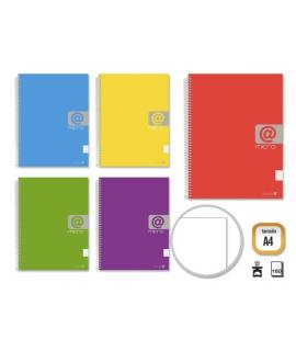 Golden Cuaderno Espiral A4 160 Hojas 60grs Liso - Hojas Microperforadas con 4 Taladros y 4 Bandas de Color - Tapa Resistente For
