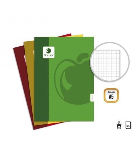 Golden Basic Pack de 10 Libretas Grapadas A5 50 Hojas 60grs Cuadricula - Colores Surtidos