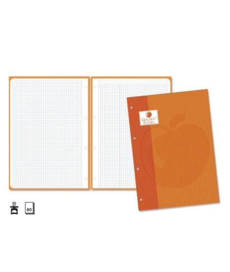Golden Extra Recambio de 80 Hojas 90gr Cuadricula 4x4 - Formato A4 - 4 Taladros y Banda de Color Naranja