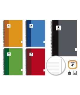Golden Extra Cuaderno Espiral 4º 80 Hojas 90grs Pautado - Margen Remarcado - Tapa Forrada - Colores Surtidos