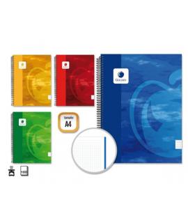 Golden Cuaderno Espiral A4 160 Hojas 60grs Cuadricula 5x5 - Hojas Microperforadas - Tapa Dura Plastificada - Colores Surtidos