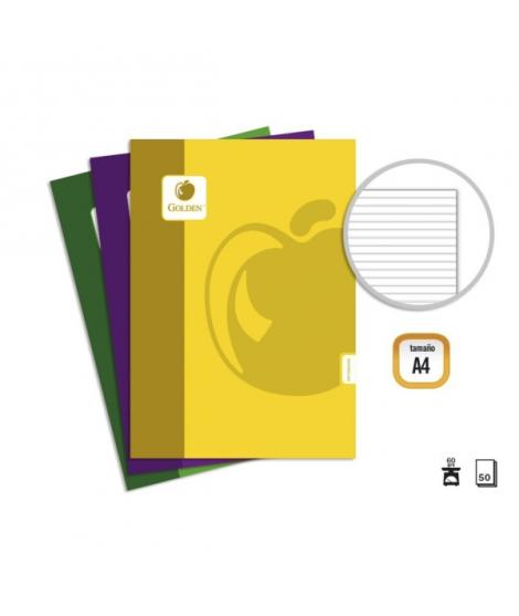 Golden Basic Pack de 10 Libretas Grapadas A4 50 Hojas 60grs Pautada 3.5 - Colores Surtidos