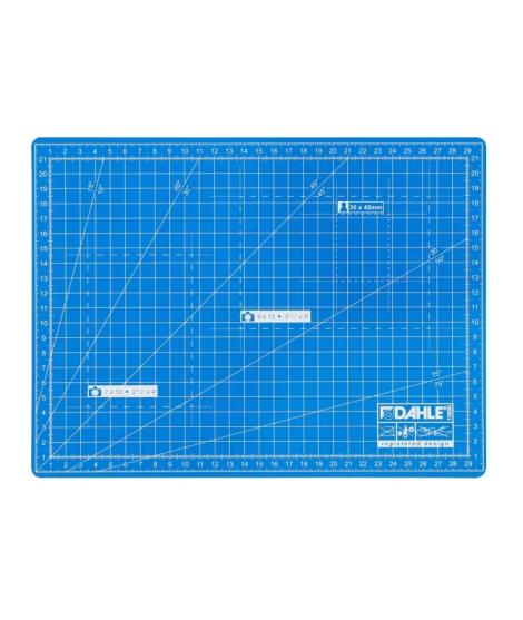 Dahle 10690 Plancha de Corte A4 22x30cm - 5 Capas con Nucleo Resistente al Corte - Lineas de Orientacion - Color Azul