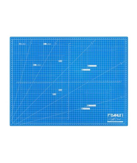 Dahle 10692 Plancha de Corte A2 45x60cm - 5 Capas con Nucleo Resistente al Corte - Lineas de Orientacion - Color Azul