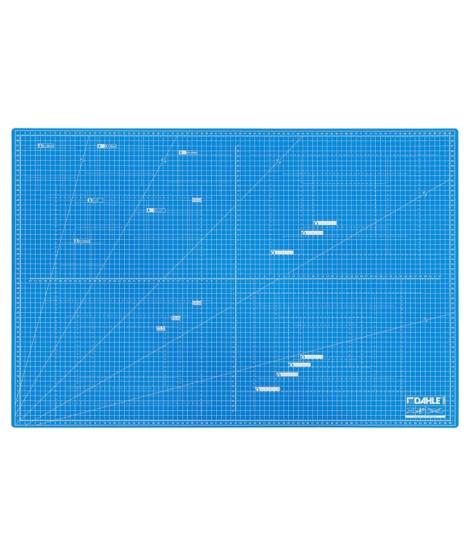 Dahle 10693 Plancha de Corte A1 60x90cm - 5 Capas con Nucleo Resistente al Corte - Lineas de Orientacion - Color Azul