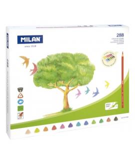 Milan Pack de 288 Lapices Triangulares de Colores - Mina 2.9mm - Ergonomicos - Resistente a la Rotura - Colores Surtidos