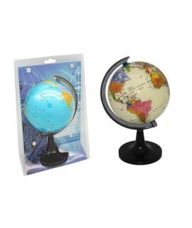 Bismark Esfera Geografica con Meridiano 15cm - Cartografia Fisico-Politica - Base Alta y Robusta - Colores Blanco y Azul Aleator